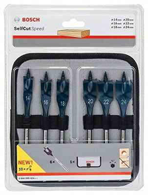 Bosch 2 608 595 424 - Set de 6 brocas fresadoras planas Self Cut Speed - 14; 16; 18; 20; 22; 24 mm (pack de 6)
