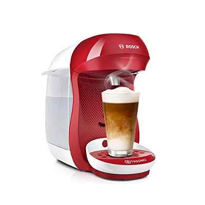 Bosch Hogar TASSIMO Cafetera cápsulas, 1400 W, 1 Cups, Acero Inoxidable, Rojo/Blanco