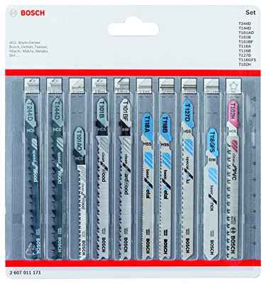 Bosch Professional Set de hojas de sierra de calar 10 uds (para madera y metal, accesorios para sierras de calar con vástago en T)