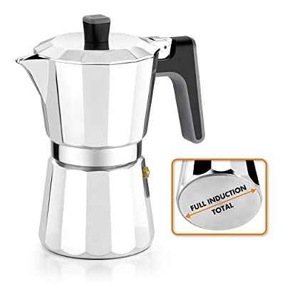 BRA Perfecta – Cafetera Italiana Inducción, Aluminio, capacidad 12 tazas, color plata