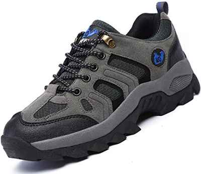 Brfash Zapatos de Senderismo para Hombre Zapatos de Montaña Impermeables Antideslizantes Escalada Zapatos de High Cut Trekking AL Aire Libre Sneakers,Azul grisáceo,EU42