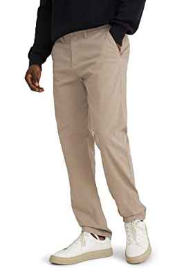 C&A Pantalones chinos de licra para hombre, elásticos, de algodón, lisos, beige, 34W x 32L