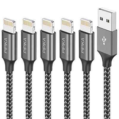 Cable Cargador iPhone [5Pack 0.25M 0.5M 1M 2M 3M] MFI Cable Lightning Carga Rápida Trenzado de Nylon Cargador iPhone Compatible con iPhone 13/13 Pro/12/11/11 Pro/X/XS/XR/8/8 Plus/7/6s/6s Plus-Gris