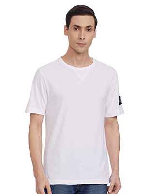 Calvin Klein Jeans Monogram Sleeve Badge Reg tee Camiseta, Bright White, 3XL para Hombre