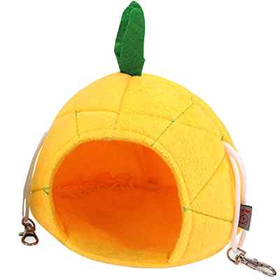 Cama cálida de Invierno Hamaca de Piña para pequeños Animales Jugando Suave Erizo Cama durmiendo Linda Hamster Hamaca para pájaros para Colgar en casa de Gerbo, cobaya, Cerdo（Amarillo）