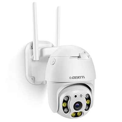 Camara de Vigilancia WiFi Exterior, 1080P Cámara IP PTZ para Exterior, iCsee App, Audio Bidireccional, Detector de Movimiento, 20m de Visión Nocturna, IP66, Soporta Tarjeta SD de 128G (No Incluido)