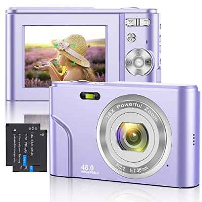 Cámara Digital 1080P FHD Mini Enfoque Automático Cámara de Videoblogs 48MP Recargable Pequeña Cámara Vlog Compacta con Tarjeta 32 GB Zoom 16X Regalo para Niños,Estudiantes,Adultos,Principiantes(Negro)