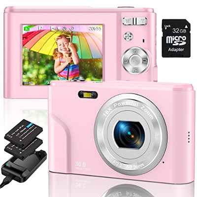 Cámaras Digitales Compacta 1080P HD 36 MP Cámara Compacta 2.4" Fotos Recargable Cámara para de Bolsillo Cámaras con Zoom 16X Camara para Estudiantes, niños, Adultos, Principiantes