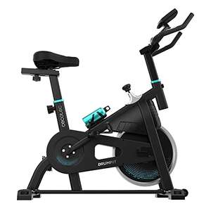 Cecotec Bicicleta Indoor DrumFit Indoor. Volante de Inercia, Resistencia Variable, Pantalla LCD, Botella, Portabotellas, Pulsómetro