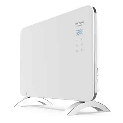 Cecotec Convector de Cristal Ready Warm 6650 Crystal Connection. Manejo por WiFi, Termostato Regulable, Temporizador, Soporte de pie, Apto para Baños (IP24), Silencioso, 1000 W