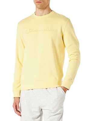 Champion American Classics Big Logo Crewneck, Sudadera, para Hombre, Amarillo Pastel, M