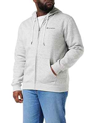 Champion American Classics Small Script Logo Full Zip Sudadera con Capucha, Gris (Mezcla De Grises), S para Hombre