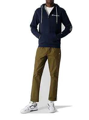 Champion American Tape-Fall Fleece Half Zip Sudadera con Capucha, Azul (Marino), XS para Hombre