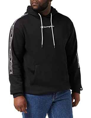 Champion American Tape-Fall Fleece Sudadera con Capucha, Negro, L para Hombre