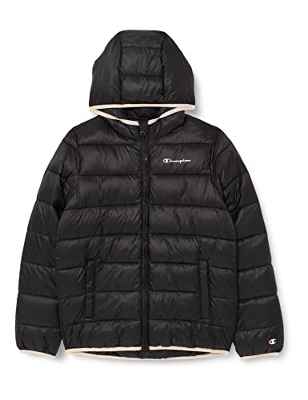 Champion Outdoor-Small Script Logo Chaqueta, Negro Rosa Melocotón, 13-14 Años Unisex niños
