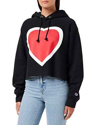 Champion Reverse Weave Cropped Cut-Off Sudadera con Capucha para Mujer, Negro, L