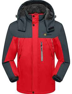 Chaqueta de Esquí Impermeable de Montaña para Hombre Abrigo de Invierno de Lana Antiviento con Capucha