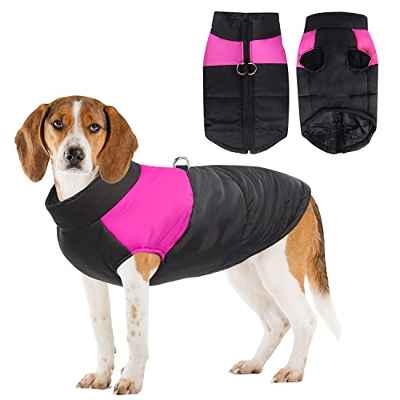 Chaqueta Impermeable Abrigo aprueba de Agua Perro para Invierno Ropa para Perros Pequeños Medianos y Grandes Mascotas, M, Rosa