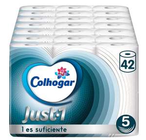 Colhogar “Just 1” 7x6 - Papel Higiénico Ultra Absorbente y Ultra Suave - 5 Capas - Blanco