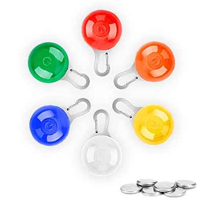 Collar LED Perro, Luz Collar Luminoso Perro - WONLIVE 6 Luces de Colores de Seguridad Luminoso Impermeable con 6 Baterías de Repuesto para Llavero, Ciclismo, Senderismo, Niños, Regalos para Mascotas