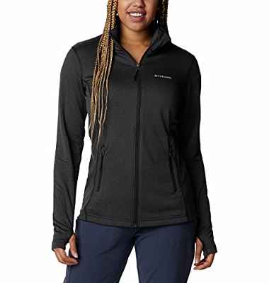 Columbia W Park View Grid Vellón Cremallera completa, Sudadera polar con cremallera 1, 5 para Mujer, Negro (Black heather), S