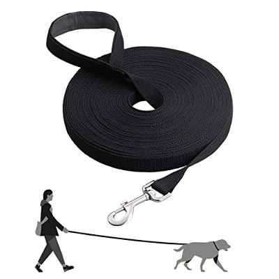 Correa para Perros Adiestramiento, Correa de Entrenamiento de Nylon para Perro, Negro Larga Cuerda para Perros Entrenamiento Camping Juego (10M)