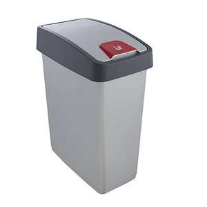 Cubo de la Basura Premium con Tapa Abatible, Tacto suave, 25L. Plateado