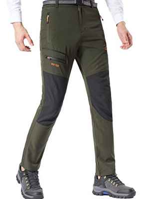 DAFENP Pantalones Trekking Hombre Impermeable Pantalones de Escalada Senderismo Alpinismo Ligero Secado Rápido Transpirable Aire Libre KZ1716M-ArmyGreen1-XL