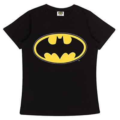 DC Comics Batman Logotipo clásico de Las Mujeres Camiseta Cabida Negro 2XL | S-XXL, señoras de la Manera apropiada Delgada Superior, Regalos de cumpleaños, mamá Regalo Hija de la Hermana Idea