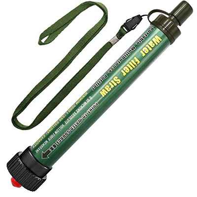 DeFe Filtro de Agua 2000L Personal Sistema de Filtración de Agua 0.01 Micron Mini Purificador de Agua Portátil para Excursionismo Campamento Acampada Supervivencia y Emergencias (Azul 1 Pack)