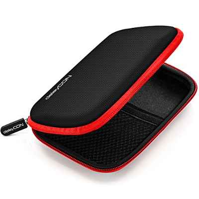 deleyCON Funda para Discos Duros Funda HDD para Discos de 2,5" Pulgadas y SDD - Sólida y Segura - 2 Compartimentos Interiores - Rojo