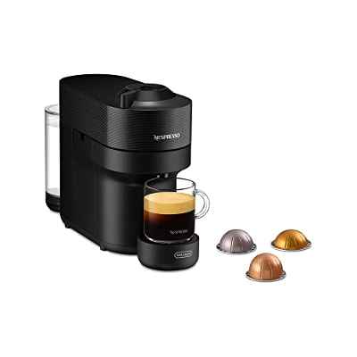 De'Longhi Nespresso Vertuo Pop ENV90.B, Cafetera Automática, Máquina de Café de Cápsulas Desechables, 4 Tamaños de Taza, Tecnología de Centrifugación, Set de Bienvenida Incluido, 1260W, Negro Regaliz