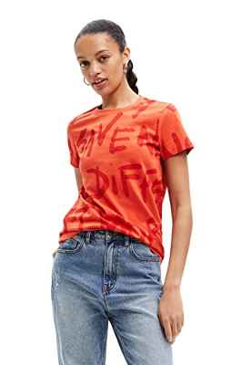 Desigual Camiseta de Manga Corta, Rojo, L para Mujer