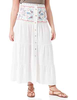 Desigual Fal_Boho Falda, Blanco, L para Mujer