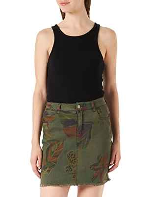 Desigual Fal_Davos Falda, Green, 38 De Las Mujeres