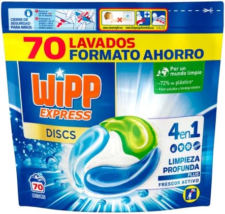Detergente wipp express 70 unidades