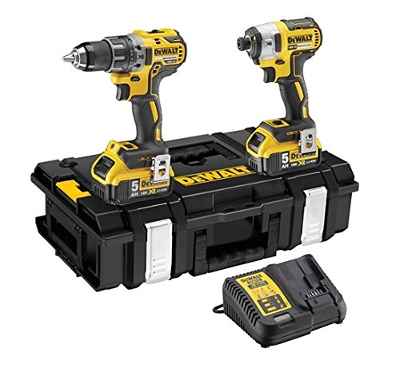 DeWalt DCK266P2-QW - Kit XR con taladro percutor a bateria DCD796, atornillador de impacto DCF887, 2 baterías Li-Ion 5, 0 Ah y organizador DS150