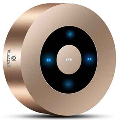 [Diseño LED Tacto] Altavoz Bluetooth, XLEADER Altavoces Bluetooth Portátiles con Sonido HD/12-15 Horas de reproducción/Soporte Micro SD, para iPhone,Samsung,iPad,Tableta,Laptop,MacBook,Echo Dot (Oro)