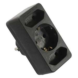 Distribuidor de enchufes negro, 230 V, 2+1