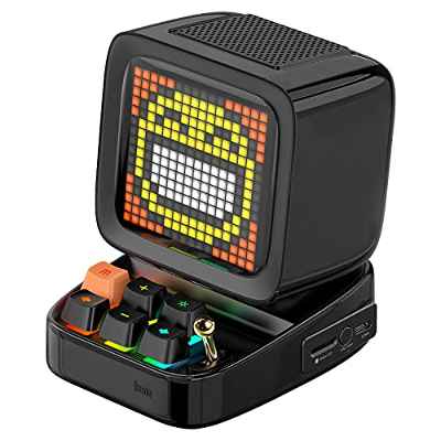 Divoom Ditoo Altavoz Bluetooth Portátil con Pantalla De Píxeles Retro, Control De App De Teléfono Inteligente/Teclado Mecánico con Retroiluminación RGB (Negro)