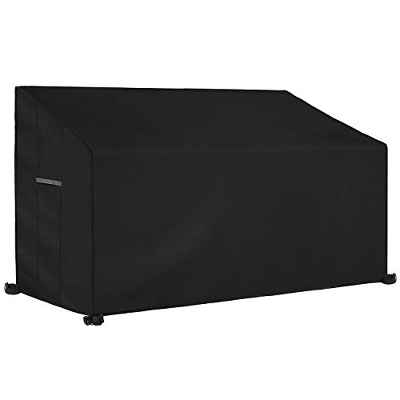 Dokon Funda para Banco de Jardín 3 Plazas, Resistente 600D Oxford, Impermeable, Anti-Viento, Anti-UV Cubierta Funda Protectora Sofá Exterior con Salidas de Aire (163x66x63/89cm) - Negro