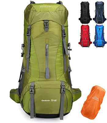 Doshwin 70L Mochila Camping Trekking Senderismo Viaje (con Funda Impermeable) (Verde)