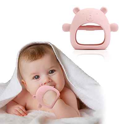 Eccomeri Mordedor Bebe - Mordedores Bebes 3 meses - Juguetes Bebes 0-3 Meses - Mordedores Bebes 6-12 Meses - Cosas para Bebes - Regalos Originales para Bebes Recien Nacidos (Rosa)