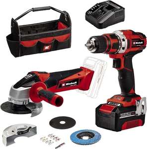 Einhell Taladro con batería TE-CD 18/40 Li + amoladora angular con batería TC-AG 18/115 Li PXC (iones de Li, 18V)