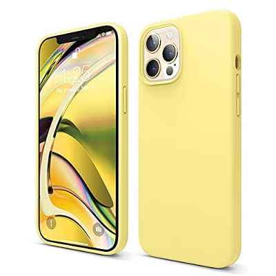 elago Silicona Líquida Funda Compatible con iPhone 12 Pro MAX Case (6.7"), Silicona Premium, Protección Funda Protectora 3 Tapas Estructura (Amarillo)