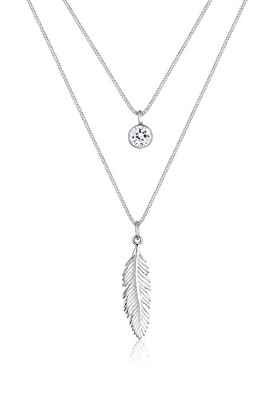 Elli Collares colgante en forma de plumas con cristales Swarovski® en plata esterlina de ley 925