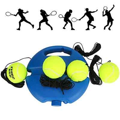 Entrenador de Tenis Achort Tennis Trainer Set Trainer Baseboard con 4 Bolas de Rebote, Entrenamiento de Tenis para Entrenamiento en Solitario Niños Adultos Jugador Principiante