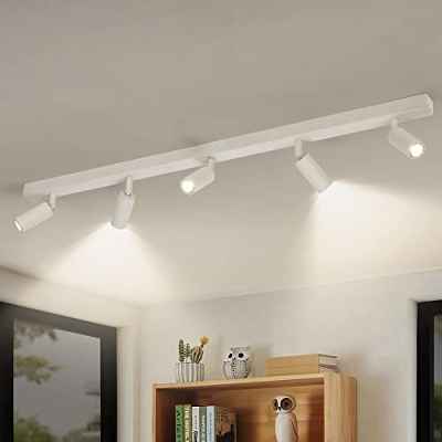 Eofiti Lámpara de Techo 5 Focos Plafón con Focos Giratorios Blanco Focos LED Interior Techo para Cocina Dormitorio Salón Incl. 5 Bombillas LED G9 3W 360LM 4000K Blanco Neutro