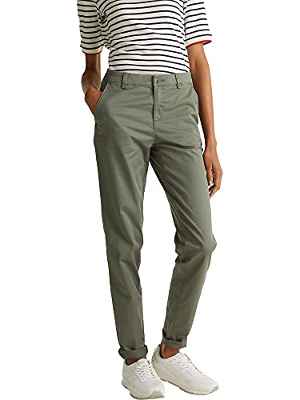 Esprit 990Ee1B302 Pantalón Chino, Verde (Khaki Green 350), 32W / 30L para Mujer