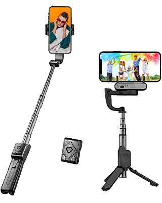 Estabilizador de movil, Hohem iSteady Q Seguimiento Facial Palo Selfie Estabilizador, 4-en-1 Gimbal Movil Palo para Selfies con Control Remoto Bluetooth, Rotación de 360°, Gimbal para iPhone y Android